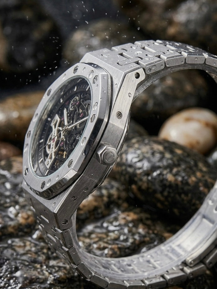 Aurex Skeleton Steel Automatic Watch